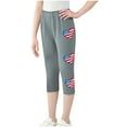 thumbnail image 5 of Ugoldhm 4th Of July Print Girls Capris Slim Casual Fashion Summer Pant Sport Yoga Cropped Leggings Size 2-13, 5 of 8