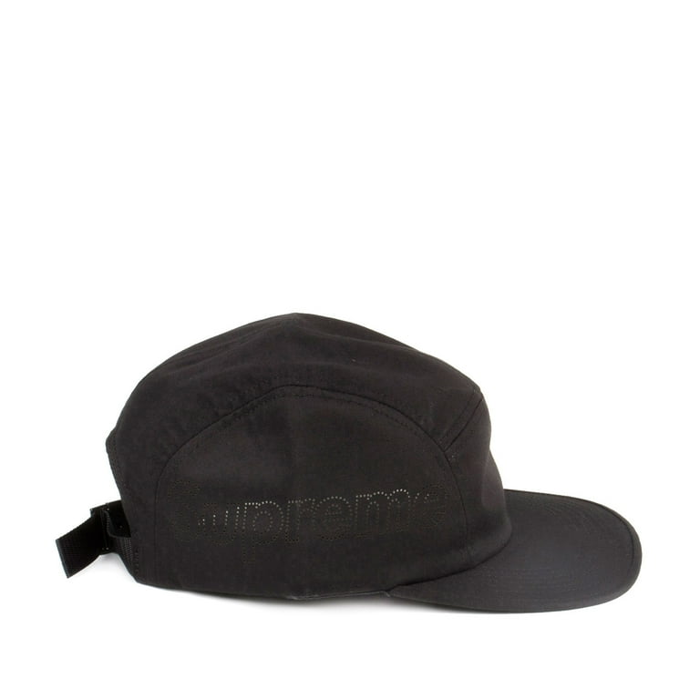 Supreme Perforated Logo Strap Back Camp Cap Black SS16H33