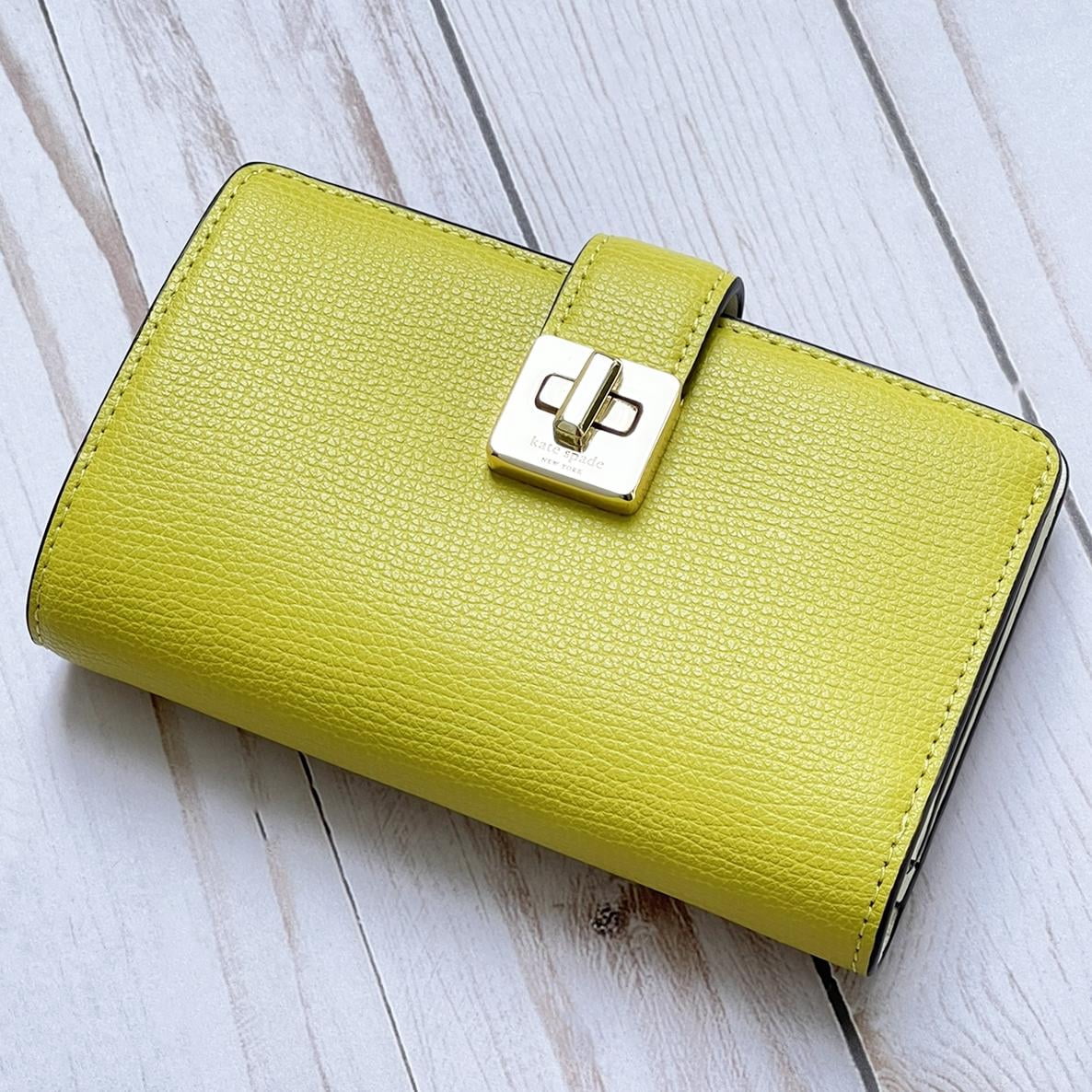 Kate Spade New York Women's Phoebe Refined Grain Leather Medium Wallet (Lime Slice)