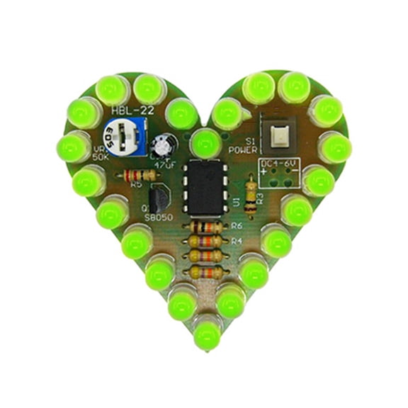 Educational Heart Light Board Analog Circuit Board For Electronic Theory Practice Beginner Breathing Effect Part