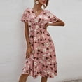 thumbnail image 6 of Patlollav Summer Dresses for Women 2022 Casual Short Sleeve V-Neck Floral Slim Dress, 6 of 6