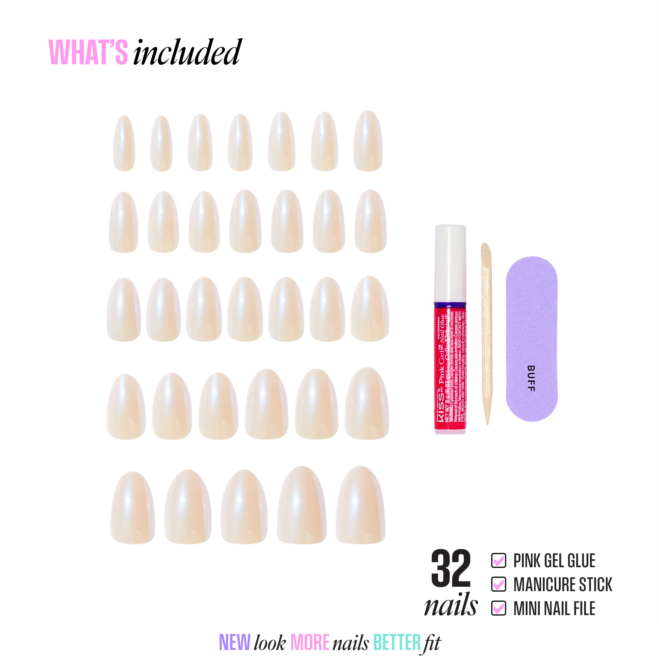 Kiss Glam Embellished Medium Almond Press-On Nails, Pink, 32pc photo 4