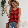thumbnail image 4 of Kixjoy Red Tank Tops for Women V Neck Trendy Tank Top Sleeveless Casual Beach Pleated Shirts Floral Print Cozy Baggy Shirts for Women, Wine S, 4 of 6