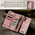 thumbnail image 6 of For Samsung Galaxy Note 10 Wallet Case,Multi-Functional Retro Leather Purse Flip Cover Zipper Wallet Case with Removable Card Slots Pocket & Detachable Wrist Strap Magnetic Phone Case, Pink, 6 of 9