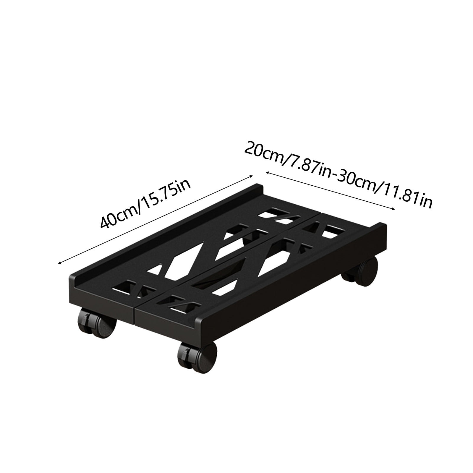 Adjustable Computer Tower Stand | Mobile Desktop PC Cart Rack | Ventilated Design | 4 Locking Caster Wheels | Fits 7-11.02 Inch Wide | Black White | Durable Plastic