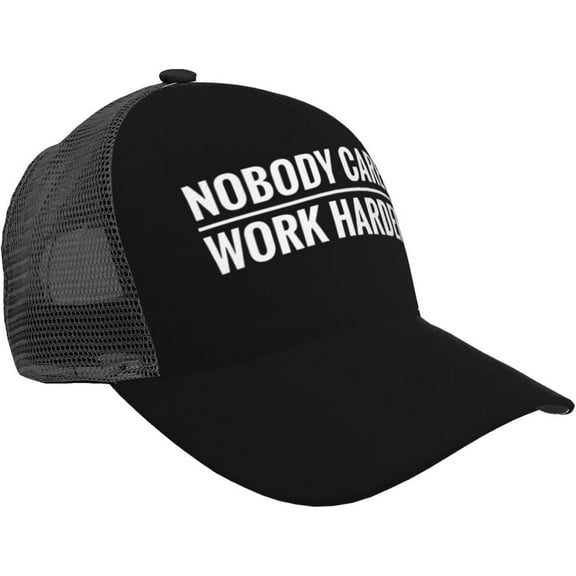 Nobody Cares Work Harder Mesh Baseball Hat Adjustable Curved Brim Baseball Cap Unisex