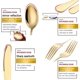 thumbnail image 3 of Elegante juego de cubiertos dorados, cubiertos de acero inoxidable de calidad alimentaria de primera calidad, utensilios pulidos a espejo, diseño ergonómico para comer sin esfuerzo, aptos para, 3 of 8