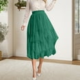 thumbnail image 2 of KHONTS Tulle Skirts for Women Midi Long Fairy Skirt Tutu A-Line Mesh Layered High Waist Elastic Skirts Dark Green XL, 2 of 4