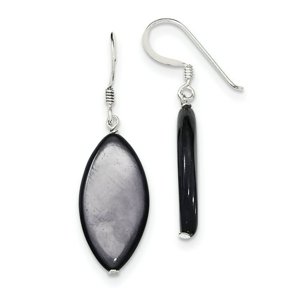 Primal Silver Sterling Silver Dark Grey Mother of Pearl Dangle Earrings