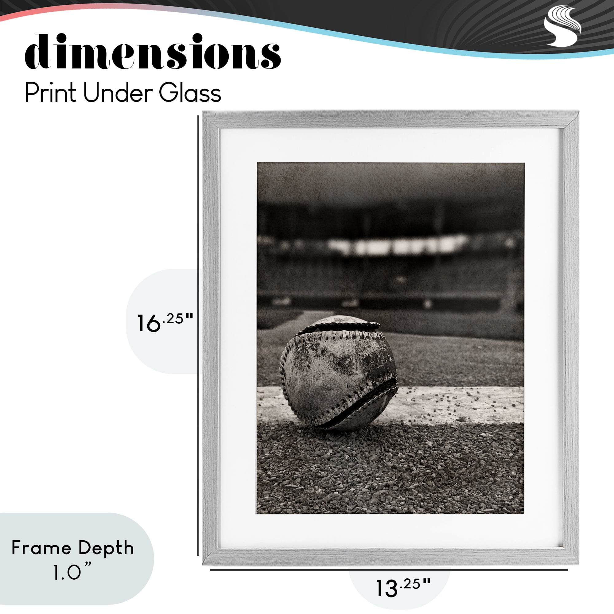 Stupell Industries Vintage Sports Weathered Baseball Gray Framed Print Under Glass, design by Marcus Prime
