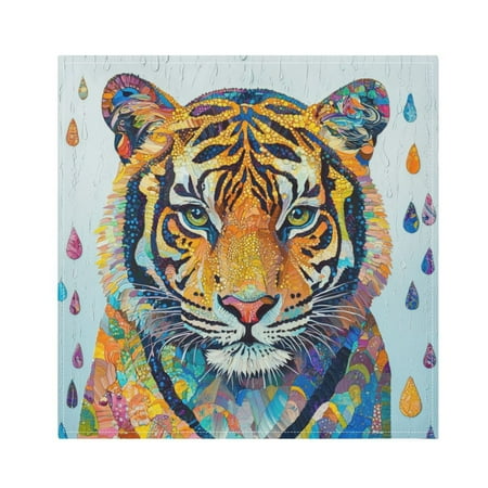 

Napkin Satin Napkin 20*20Inchx6 Kitchen Towel Dinner Plate Towel Decorative Towel Napkin Tea Towel Suitable For Kitchen Table Colorful Raindrop Tiger