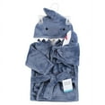thumbnail image 2 of Hudson Baby Unisex Baby Plush Bathrobe and Toy Set, Blue Shark, One Size, 2 of 5