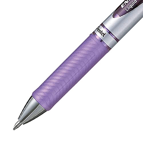 Pentel EnerGel RTX Retractable Liquid Gel Ink Pen, (0.7mm) Medium line, Lilac Ink, Box of 12 Pens (BL77-V3)