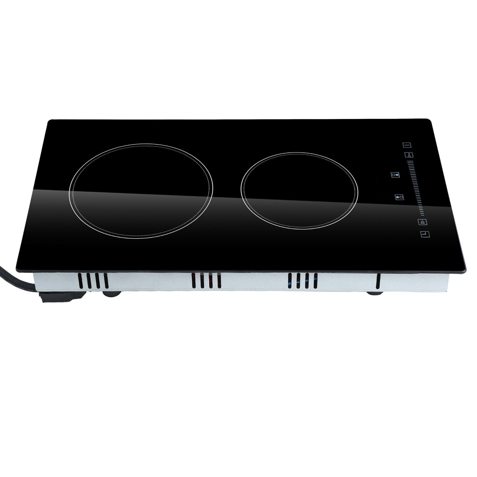 Built in Electric Stove Top 20 x 11.6" 2 Burners 240V Glass Radiant Cooktop with Sensor Touch Control Timer Child Lock 9 Power Levels for Simmer Steam