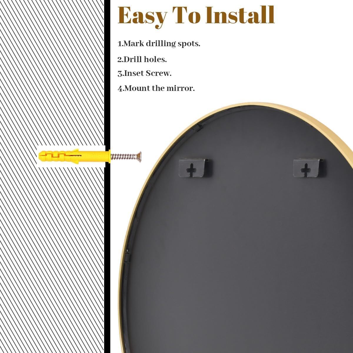 Mirstory 32.2" Modern Wall Mirror Bathroom Mirror Wall Mounted Round Mirror with Aluminum Alloy Frame, Gold