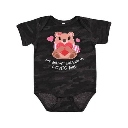 

Inktastic My Great Grandma Loves me- bear and hearts Gift Baby Boy or Baby Girl Bodysuit