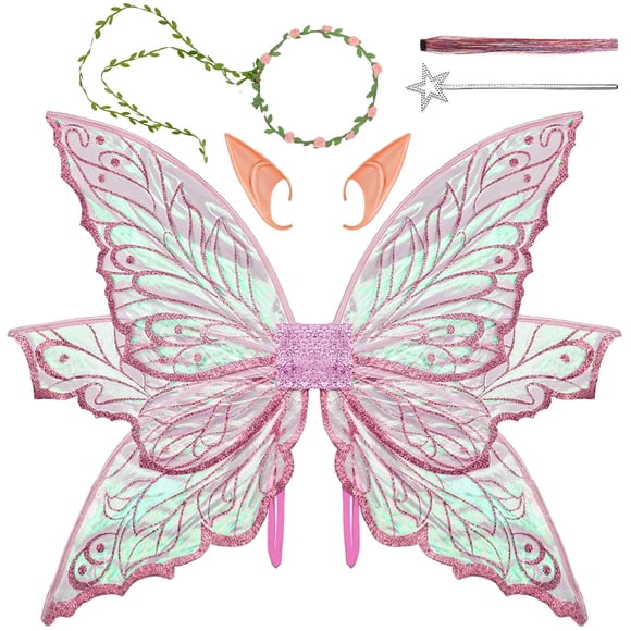 Disfraz de alas de hada VersaCharm para mujer adulta, color rosa, 33 x 25 cm