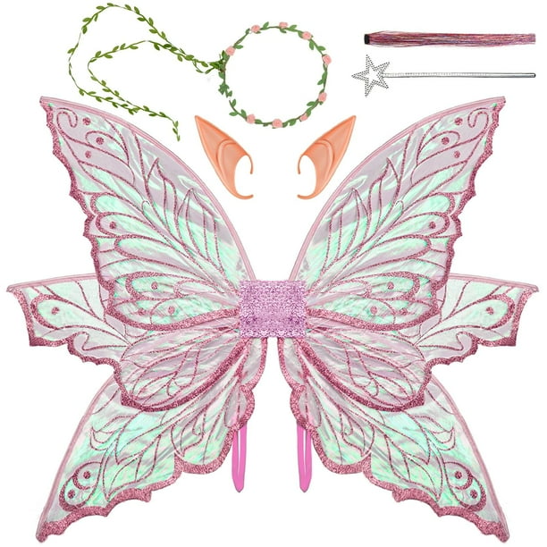 Disfraz de alas de hada VersaCharm para mujer adulta, color rosa, 33 x 25 cm