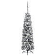 thumbnail image 1 of vidaXL Slim Pre-lit Christmas Tree with Ball Set&Flocked Snow Green 120cm, 1 of 5