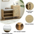 thumbnail image 4 of 2-in-1 Natural Rattan Shoe Storage Bench & Cabinet with Padded Seat and Adjustable Shelf for Home Entrance, Hallway, Bedroom, Living Room, Dorm, and Small Apartment, 4 of 7