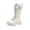 White, variant on Girls Mid Calf Boots Lace Up Solid Color Pearl Leather Round Toe Fall Winter Fashion Comfy Boots Black Size 12.5 Little Kid