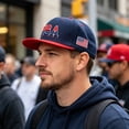 thumbnail image 6 of USA Flag Embroidered Flat Brim Baseball Cap, Unisex Hip‑Hop Snapback Sun Hat For Street Dancing Casual Wear, 6 of 8