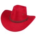 thumbnail image 1 of Sombrero de vaquero de ala ancha Fdelink, unisex, cómodo, de poliéster, color rojo, 1 of 2
