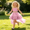thumbnail image 6 of Flower Girls Dress High Low Wedding Dresses Gown with Bow Back Birthday Party Swing A-Line Dresses,3-4Years, 6 of 7