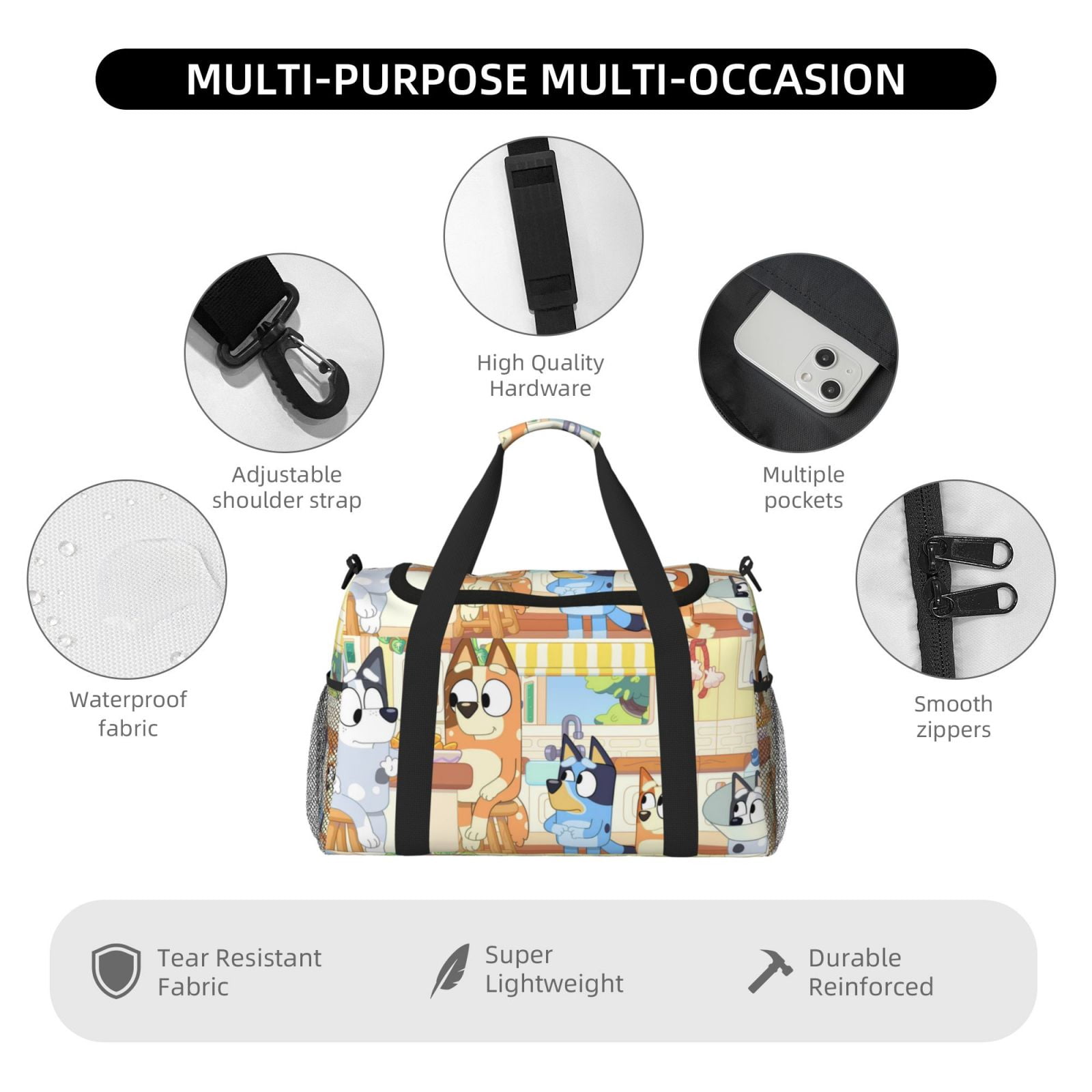 Netaao Bluey for Travel Duffle Bag,Weekender Carry On For Women, Travel Essentials Sport Gym Bag for Men