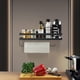 thumbnail image 5 of Estante para especias de pared sin taladrar, estante colgante para especias con soporte para rollo de cocina y 4 ganchos extraíbles, 35 cm, negro…Lumten, 5 of 5