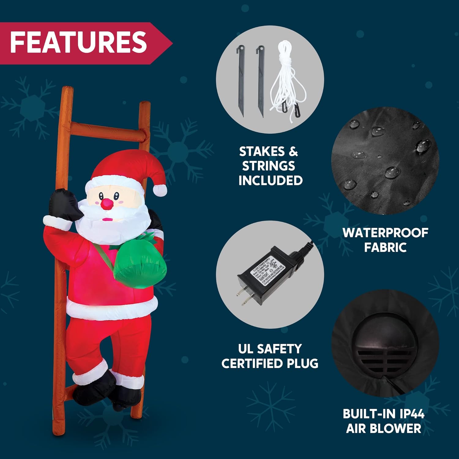 Joyfy 6 Ft Christmas Inflatable Climbing Santa photo 5