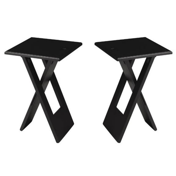 Home Square Folding End Table in Black - Set of 2