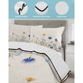 thumbnail image 4 of Quilts Twin XL Size, Blue Yellow Pink Spring Floral Soft Comforter Bedding Set for Bed, Watercolor Summer Botanical Rustic Lightweight Quilted Bedspread with Pillow Cover(2 Pieces), 68x98 Inch, 4 of 6
