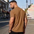 thumbnail image 4 of Qwertyu Mens Big and Tall Shirts Short Sleeve Crew Neck Casual T-Shirt Summer Tee Tops Basic Shirts Light Brown XL, 4 of 4