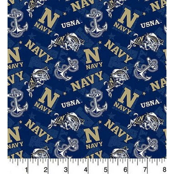 United States Naval Academy Tone on Tone Cotton Fabric-Sold by the Yard