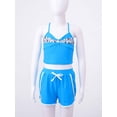 thumbnail image 3 of CHICTRY 3Pcs Kids Girls Swimsuit V Neck Crop Top Vest with Shorts and Briefs Set Swimwear, 3 of 7