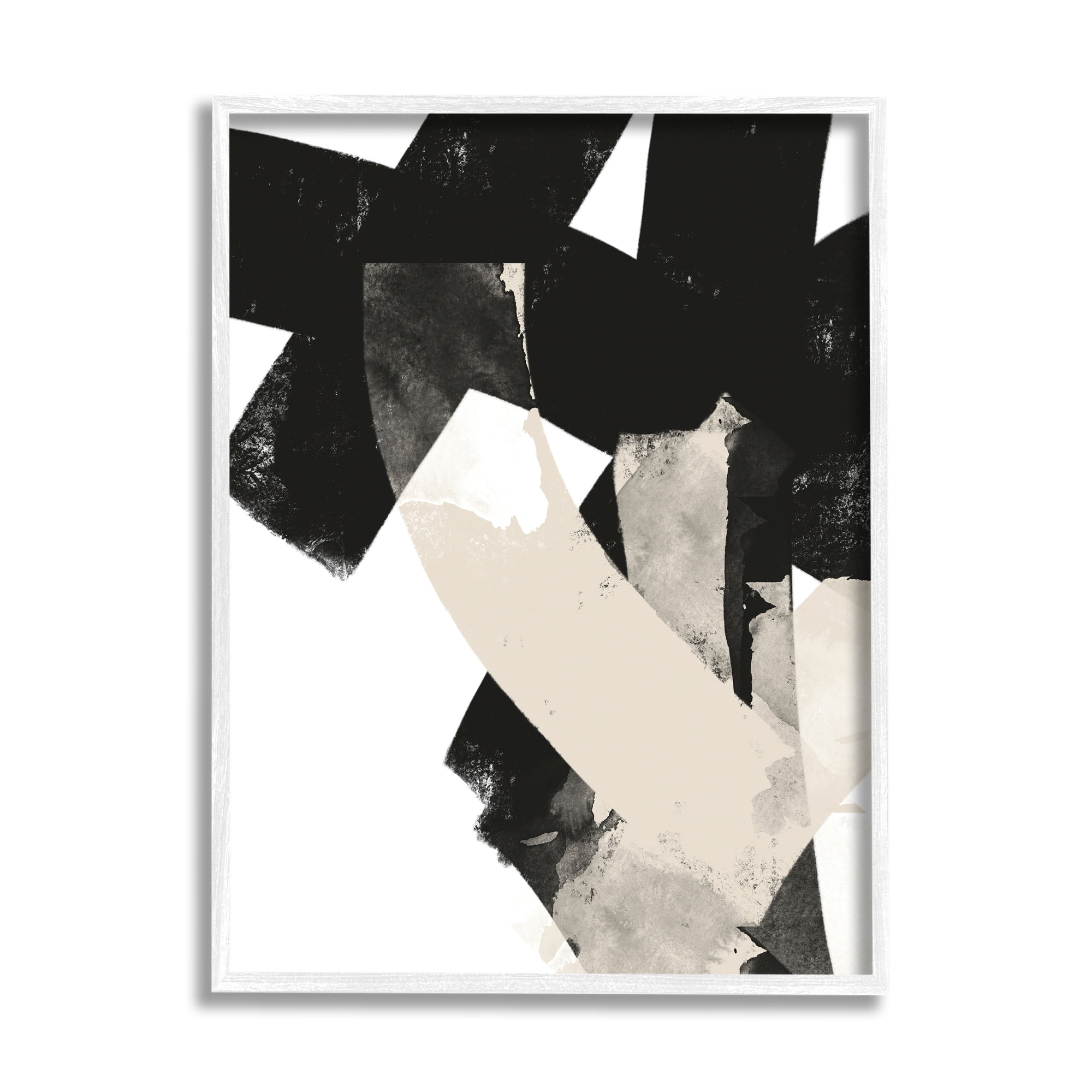 Stupell Industries Curved Layered Stripes Abstract Layered Brush Strokes Graphic Art White Framed Art Print Wall Art, Design by Brandon Wong