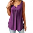 thumbnail image 2 of Women's Sleeveless Henley V Neck T-Shirt Pleated Casual Flowy Tunic Blouse Tops, 2 of 4
