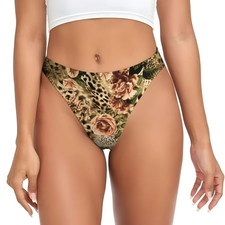 Thongs for Women - Animal Leopard No Show Seamless Womens Thongs Underwear  Stretch G String Thongs for Women  Ladies Breathable Kawaii Thong Bikini Panties Briefs