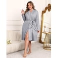 thumbnail image 5 of Ekouaer Plus Size Robes for Women Lightweight Bathrobe V Neck Kimono Loungewear Soft Maternity Robes with Pockets, 5 of 6