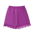 thumbnail image 5 of Fesfesfes Girls Linen Lace Splicing Shorts with Drawstring,Medium and Large Size Fashionable Loose Fits Summer Shorts(Purple#2,13 Years), 5 of 9