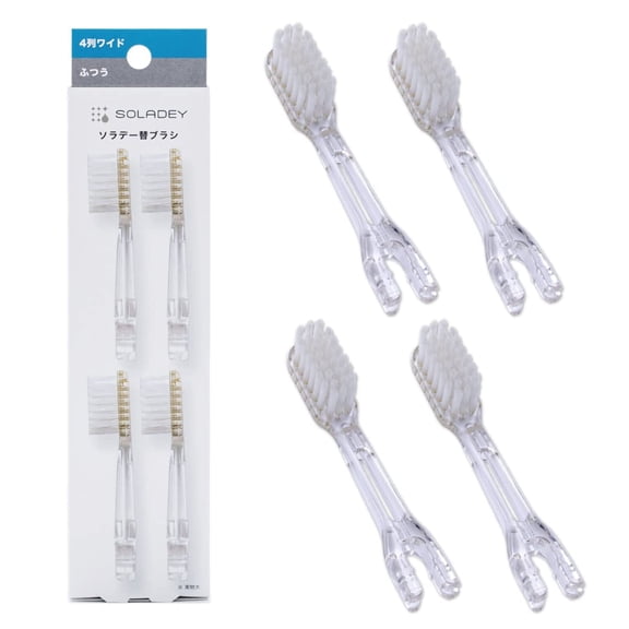 Soladey Ionic Toothbrush Replacement Brush Heads Refill, 4 Count -4 Row Medium Bristle Made in JAPAN - Shiken