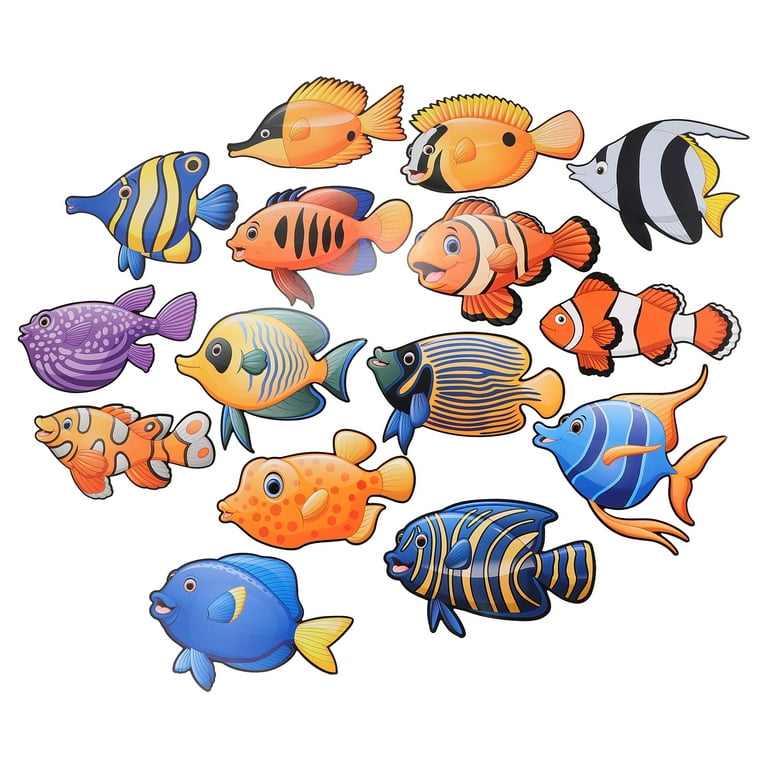 NUOLUX Fish Cutouts Paper Sea Tropical Ocean Hanging Accents Animal Cutouts  Shape Classroom Decor Decorationsthe Swirls Pack 