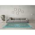 thumbnail image 3 of Ahgly Company Indoor Rectangle Medallion Light Blue Traditional Area Rugs, 2' x 4', 3 of 4