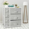 thumbnail image 4 of Bigroof Dresser Storage Organizer, Fabric Drawers Closet Shelves for Bedroom Bathroom Laundry Steel Frame Wood Top with Fabric Bins for Clothing Blankets Plush Toy (Light Gray-7 Drawers), 4 of 8
