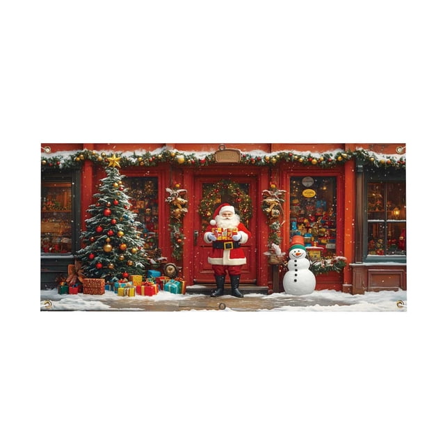 Ganfancp Christmas Snowy Garage Door Decoration Banner Hanging Fabric Border Holiday Party Photo Photography Background Fabric Ofertas Del Día Sólo En Línea 1X Bandera