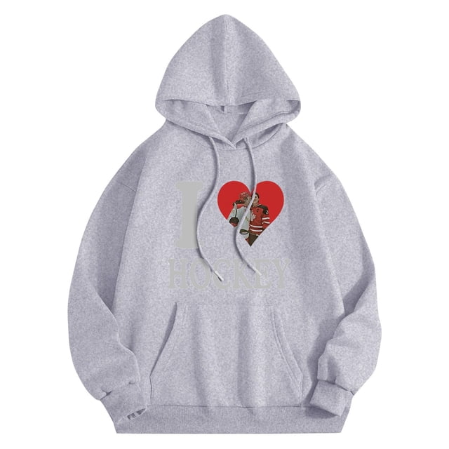 Heated Rivalry Jersey I Love Hockey Print Pullover Heated Rivalry Jersey Casual Fit Heated Rivalry Jersey Hoodie Heated Rivalry Jersey Light Gray S