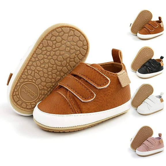 PAFNAFHF Baby First Walkers Solid Color Sneakers Non Slip Rubber Sole For Newborn Infant Boys And Girls Wear Baby Footwear Black
