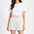 thumbnail image 2 of Shorts for Women Gsakboxl Women Plus Size Paper Bag Waist Denim Shorts Button Roll Up Hem Loose A-Line Wide Leg Slim Fit Casual Hot Pants White 3XL, 2 of 7