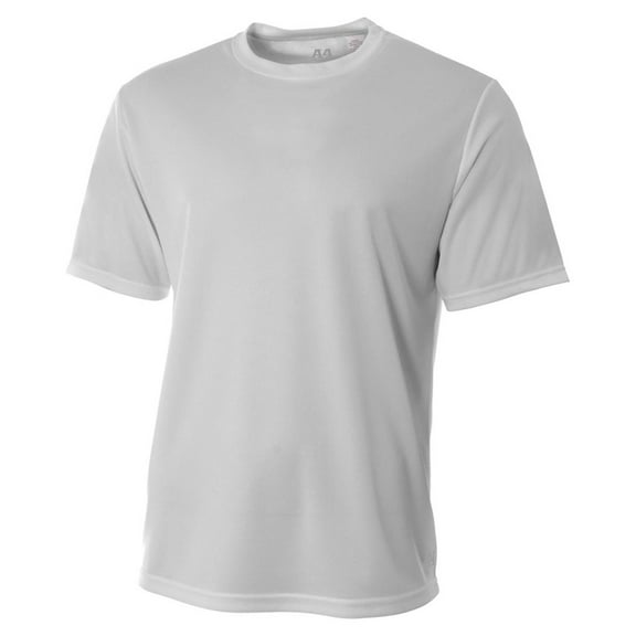 A4 Short Sleeve Birds-Eye Mesh Crew , N3252 , SILVER , Large
